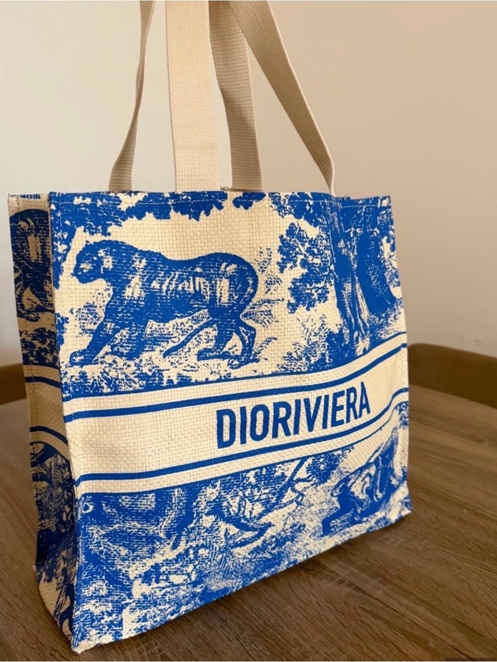 Dior Beauty Blue Straw Tote Bag
